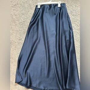 Elegant Blue Satin Skirt-midi length